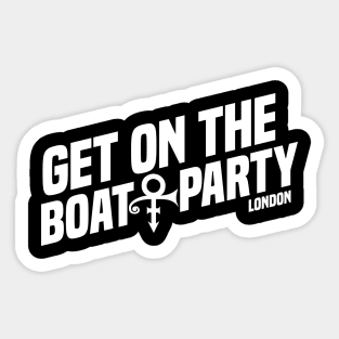 Get On The Boat Party London Pure White Text Sticker